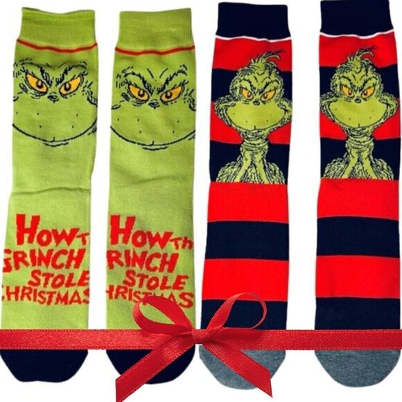 NWT Lot of 2 Grinch Socks - Size Medium (US 6-10) - Christmas / Holiday Season - Picture 1 of 10